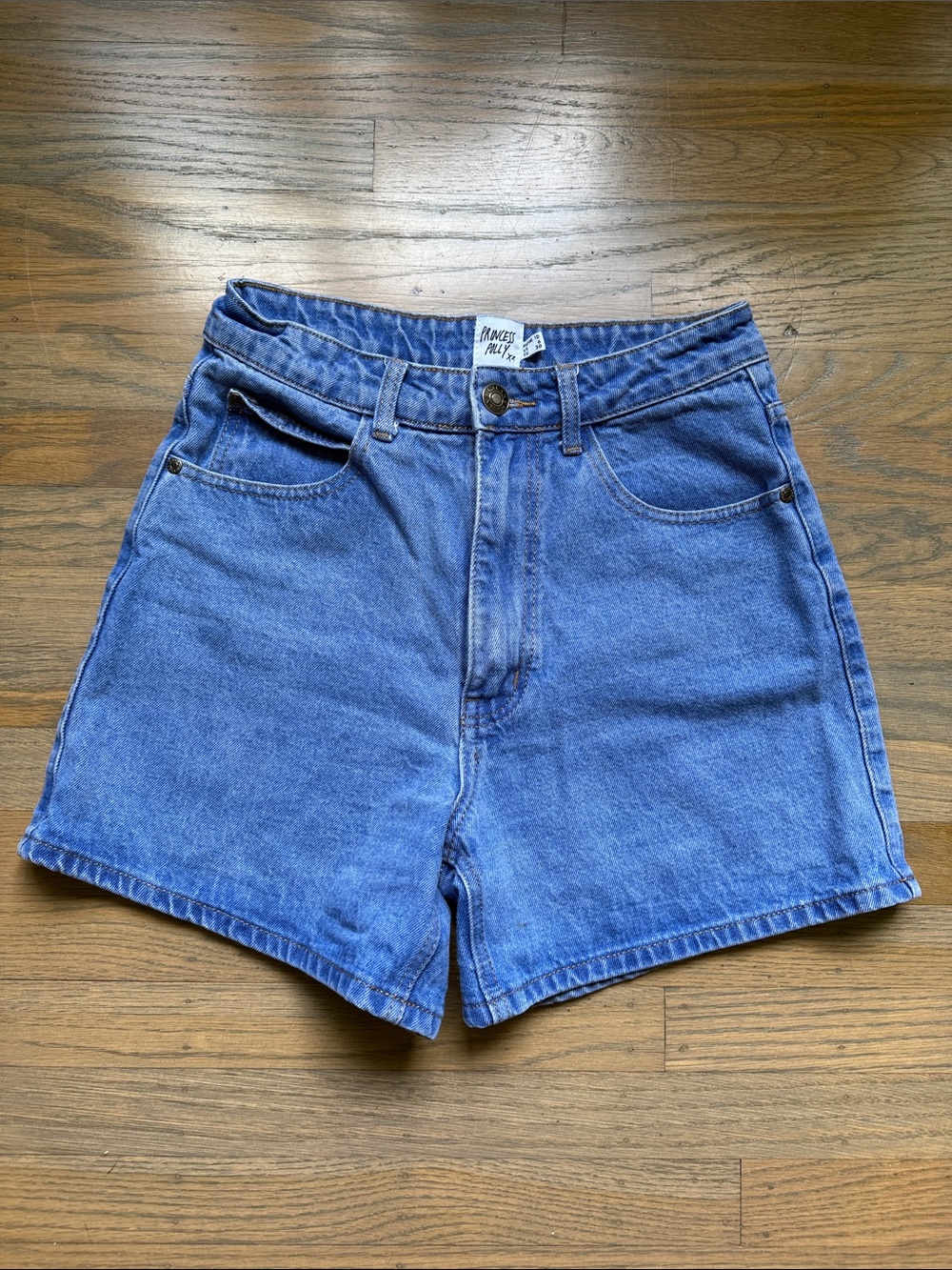 Princess Polly Blue High-Rise Denim Shorts size 6